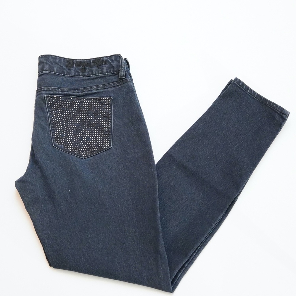 Indigo Rein Sparkle Pocket Skinny Jeans - Dark Blue - Size 11